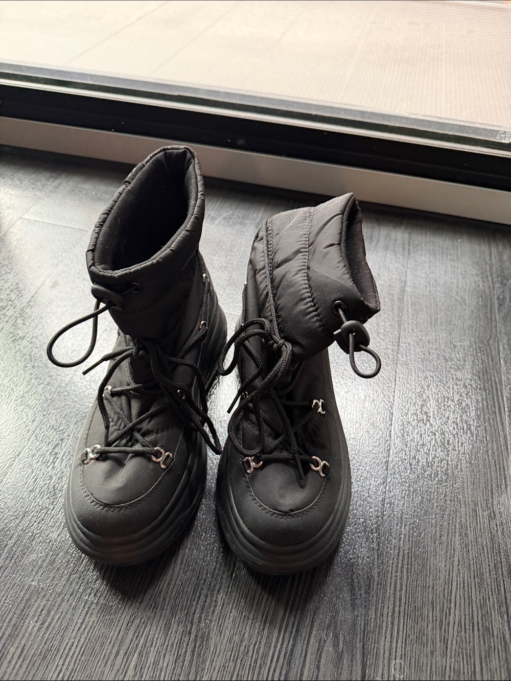 Black Insulated Lace-Up Winter Boots, Koi Shoes